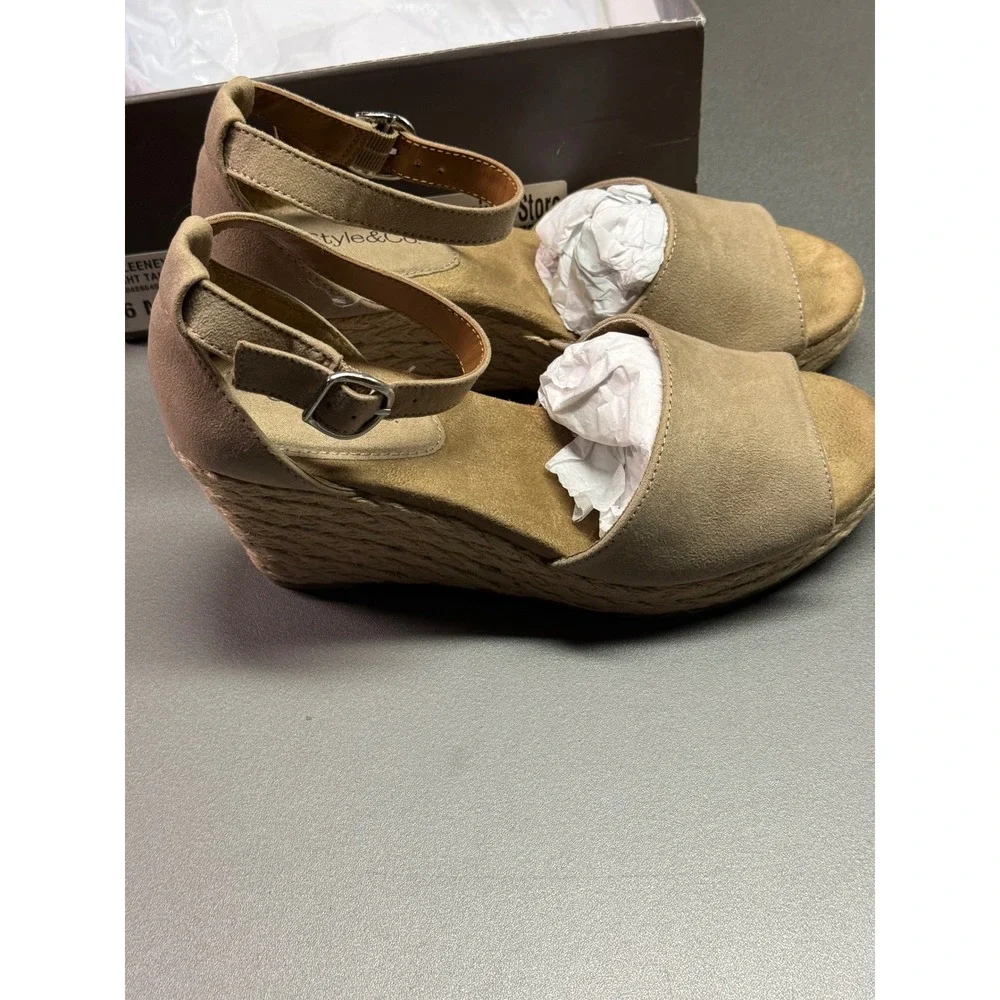Style & Co Seleeney Light Taupe Espadrille Wedge Sandals 6M F42199